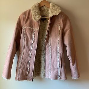 NWOT | Petite Pink Suede and Faux Wool Jacket